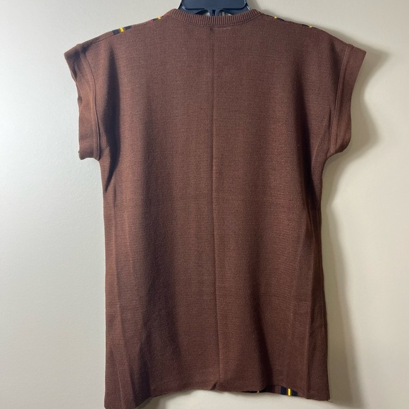 Vintage Boho Southwest Knit Tie Cardigan Brown Earth Tones Geometric Aztec Retro - Picture 3 of 10